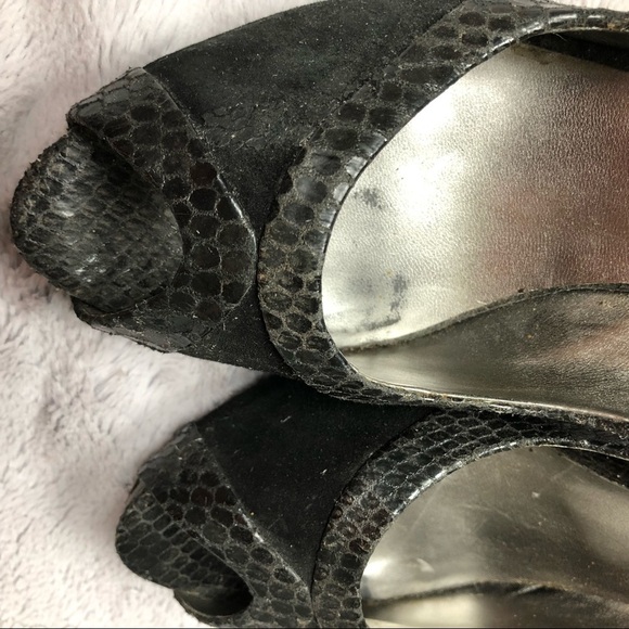 Nine West Snakeskin and Suede Open Toe Pump - Picture 11 of 11
